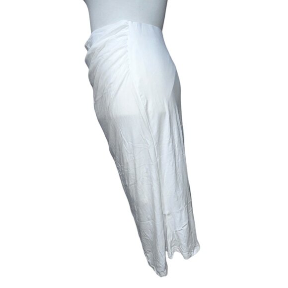 OGL Ruched Front Soft Midi Skirt Sz Medium Womens White Casual - Picture 6 of 9